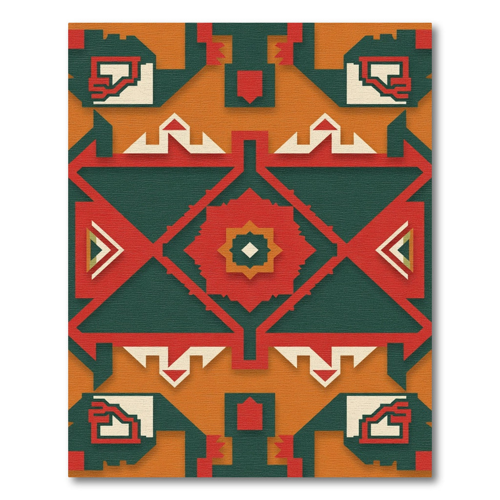 Bold Red Teal Geometric Abstract Rug