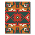 Bold Red Teal Geometric Abstract Rug