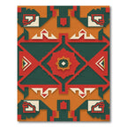 Bold Red Teal Geometric Abstract Rug