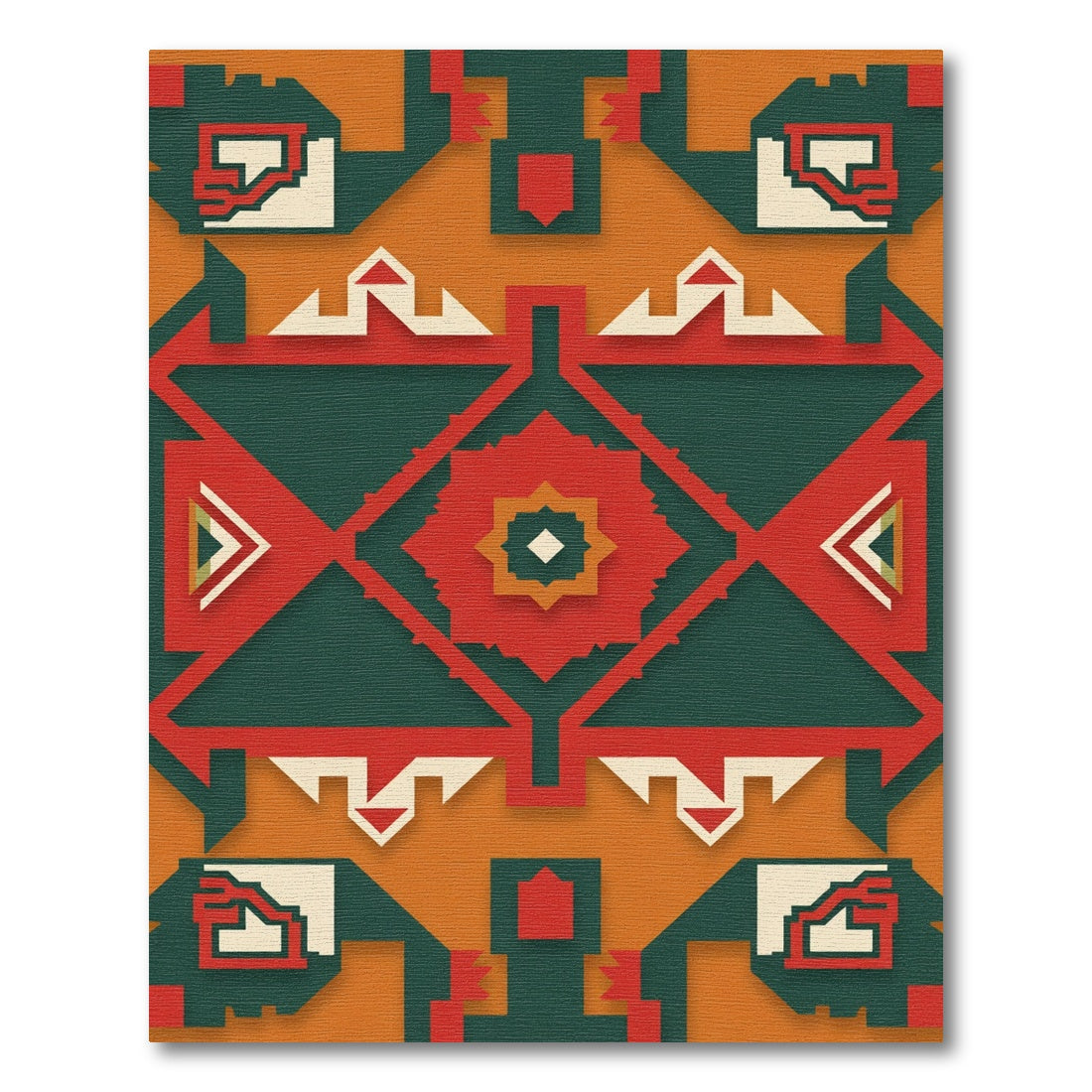 Bold Red Teal Geometric Abstract Rug