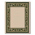 Ornate Evergreen Floral Border Rug