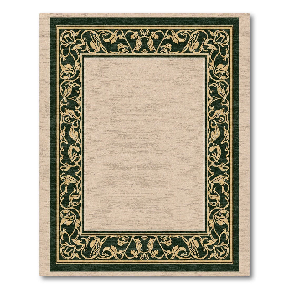 Ornate Evergreen Floral Border Rug