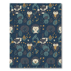 Woodland Creatures Navy Forest Scene Rug
