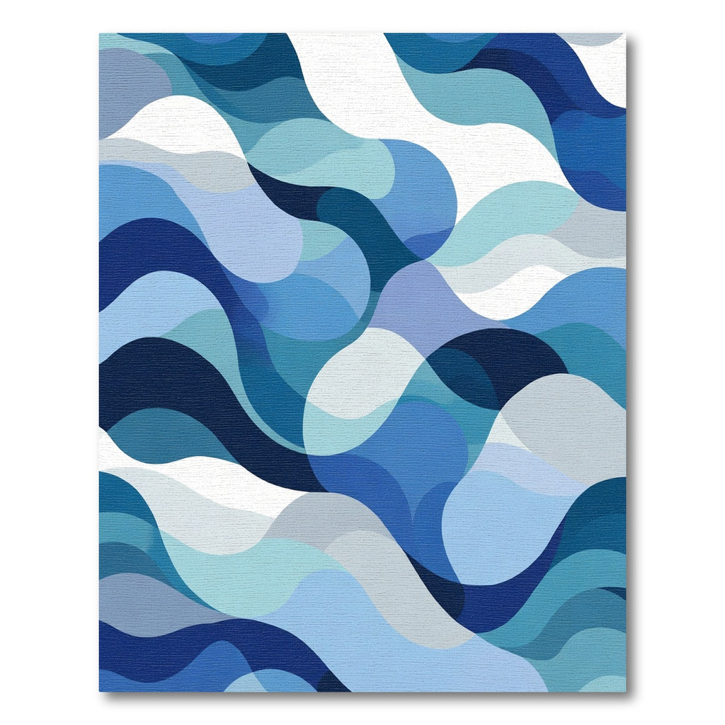 Deep Blue Wave Ripples Flowing Rug