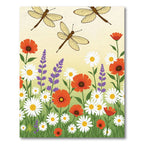 Golden Dragonfly Meadow Floral Garden Rug