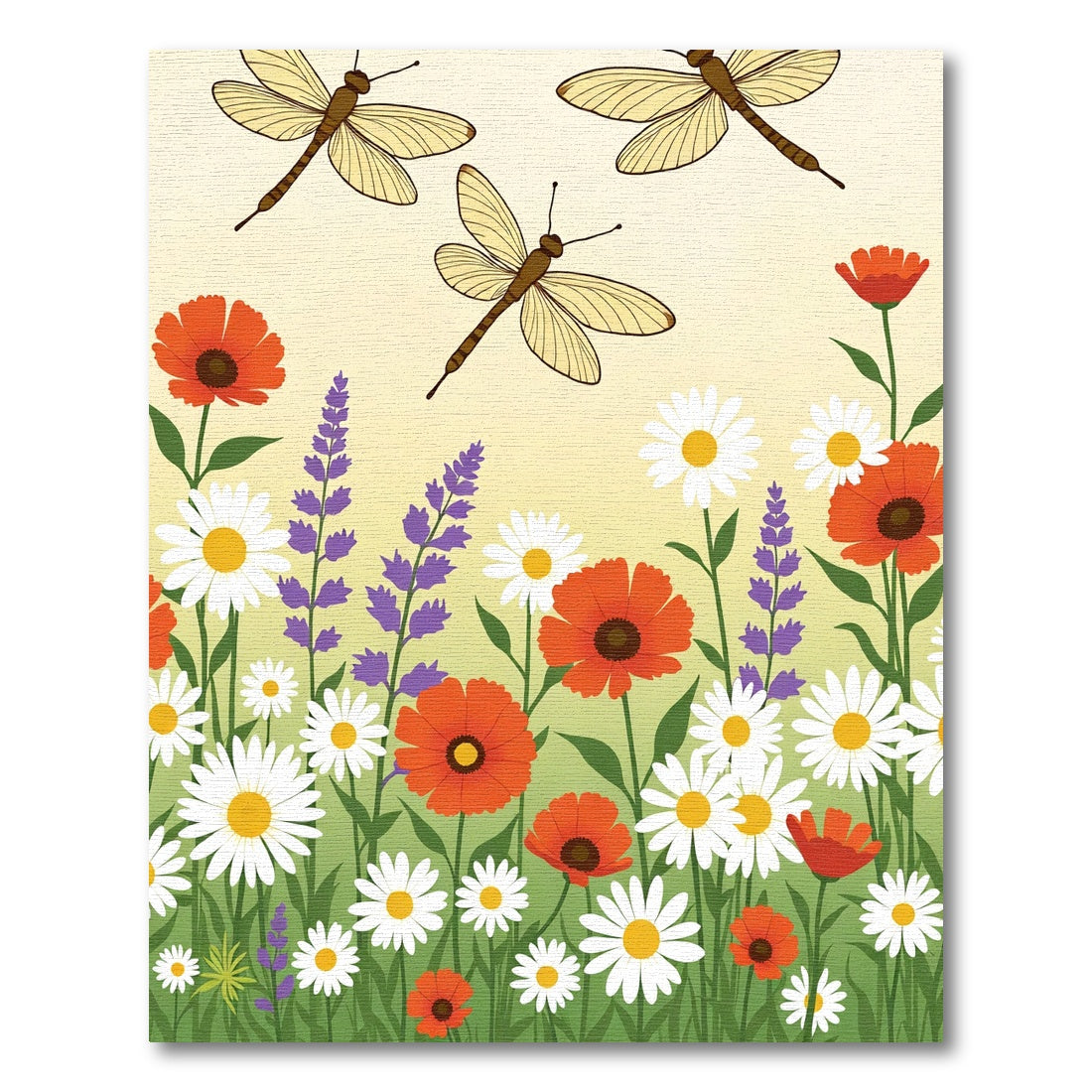 Golden Dragonfly Meadow Floral Garden Rug
