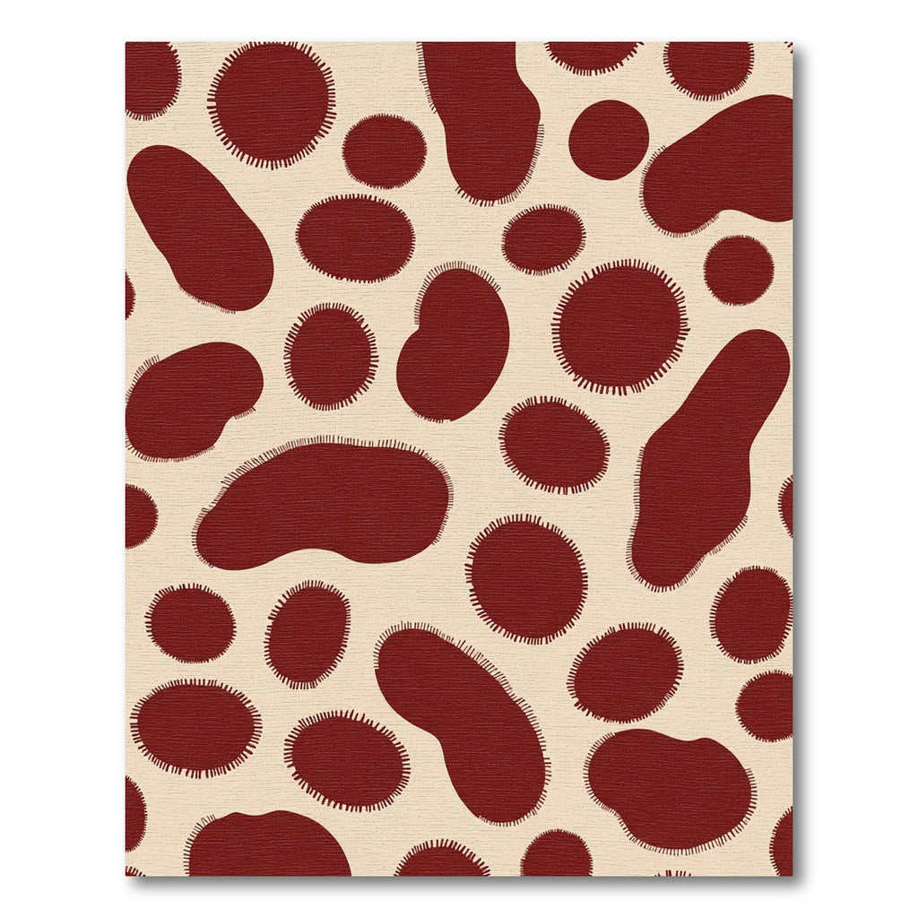 Crimson Blotches Creamy Organic Forms Rug