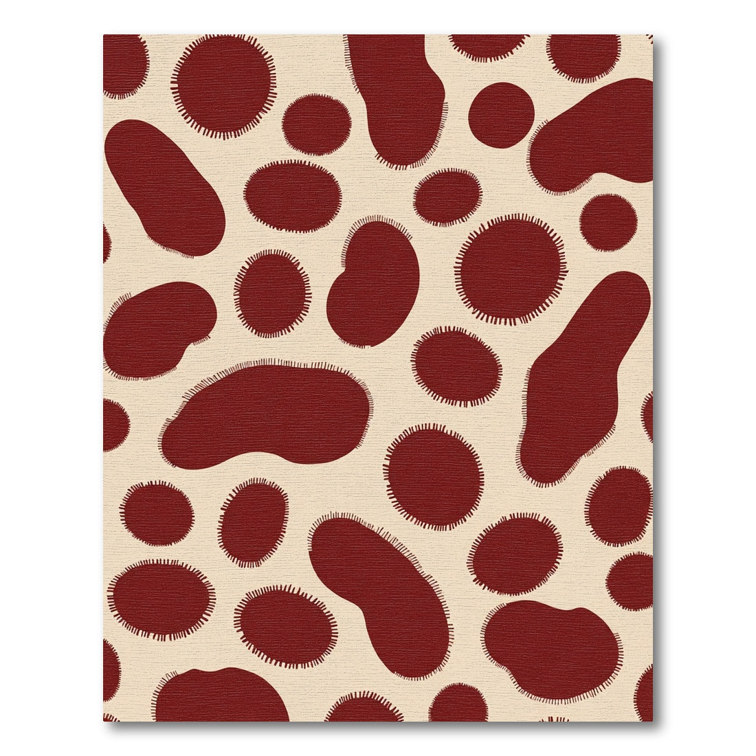 Crimson Blotches Creamy Organic Forms Rug