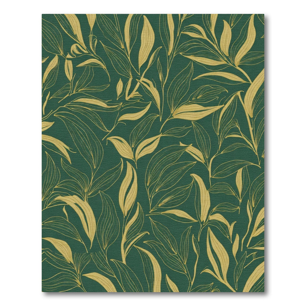 Deep Green Golden Leafy Vines Rug