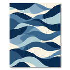 Deep Blue Wave Abstract Landscape Rug