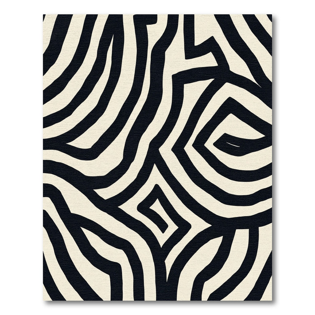 Bold Black Cream Abstract Lines Rug