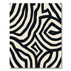 Bold Black Cream Abstract Lines Rug