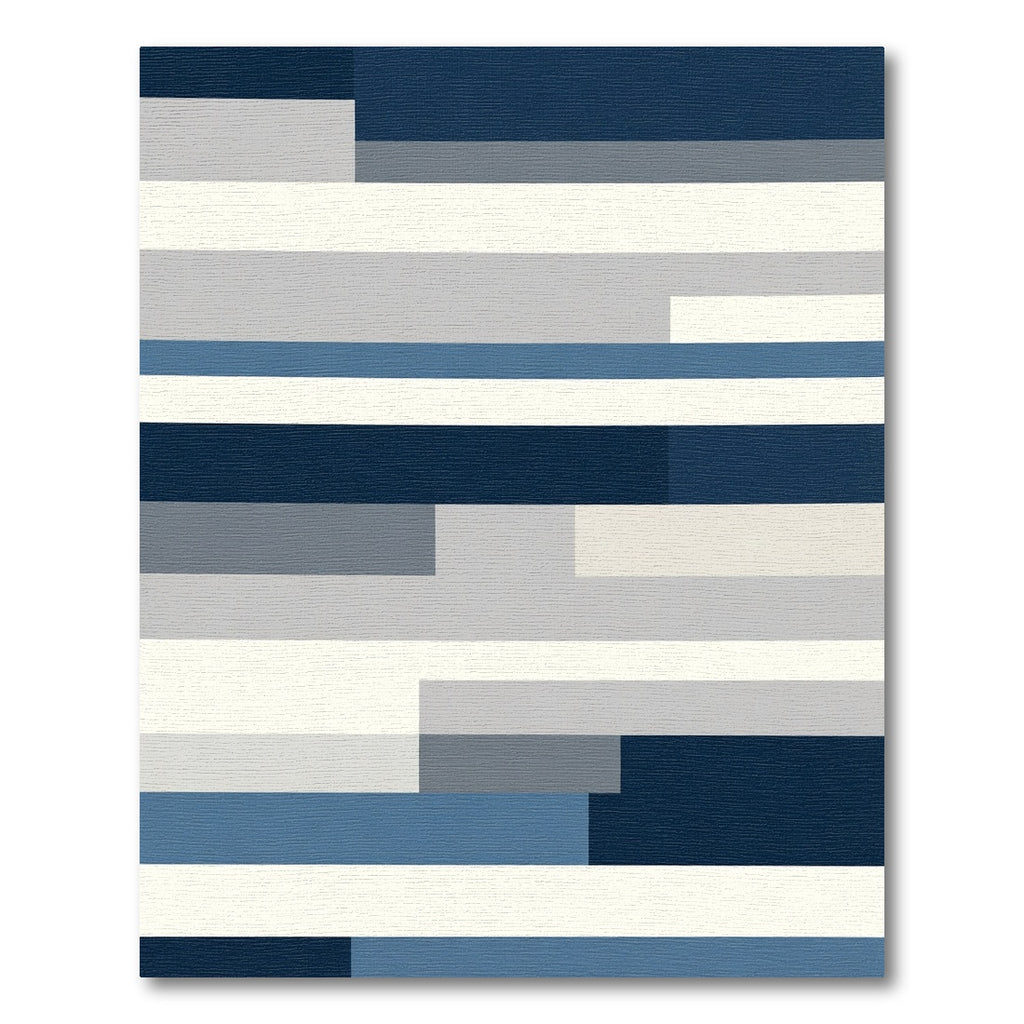 Modern Navy Blue Striped Blanket Rug