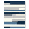 Modern Navy Blue Striped Blanket Rug