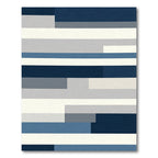 Modern Navy Blue Striped Blanket Rug
