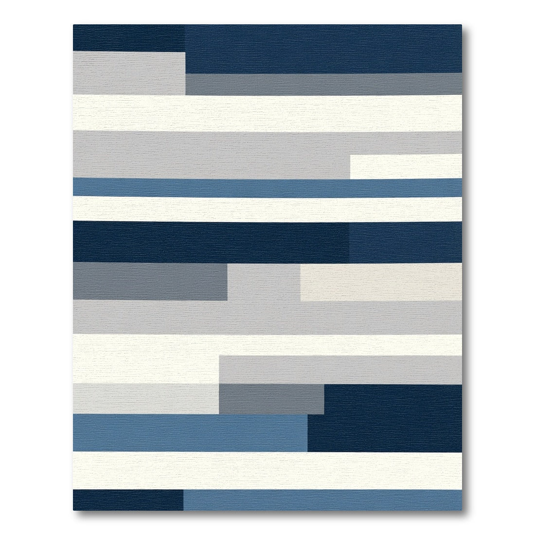 Modern Navy Blue Striped Blanket Rug