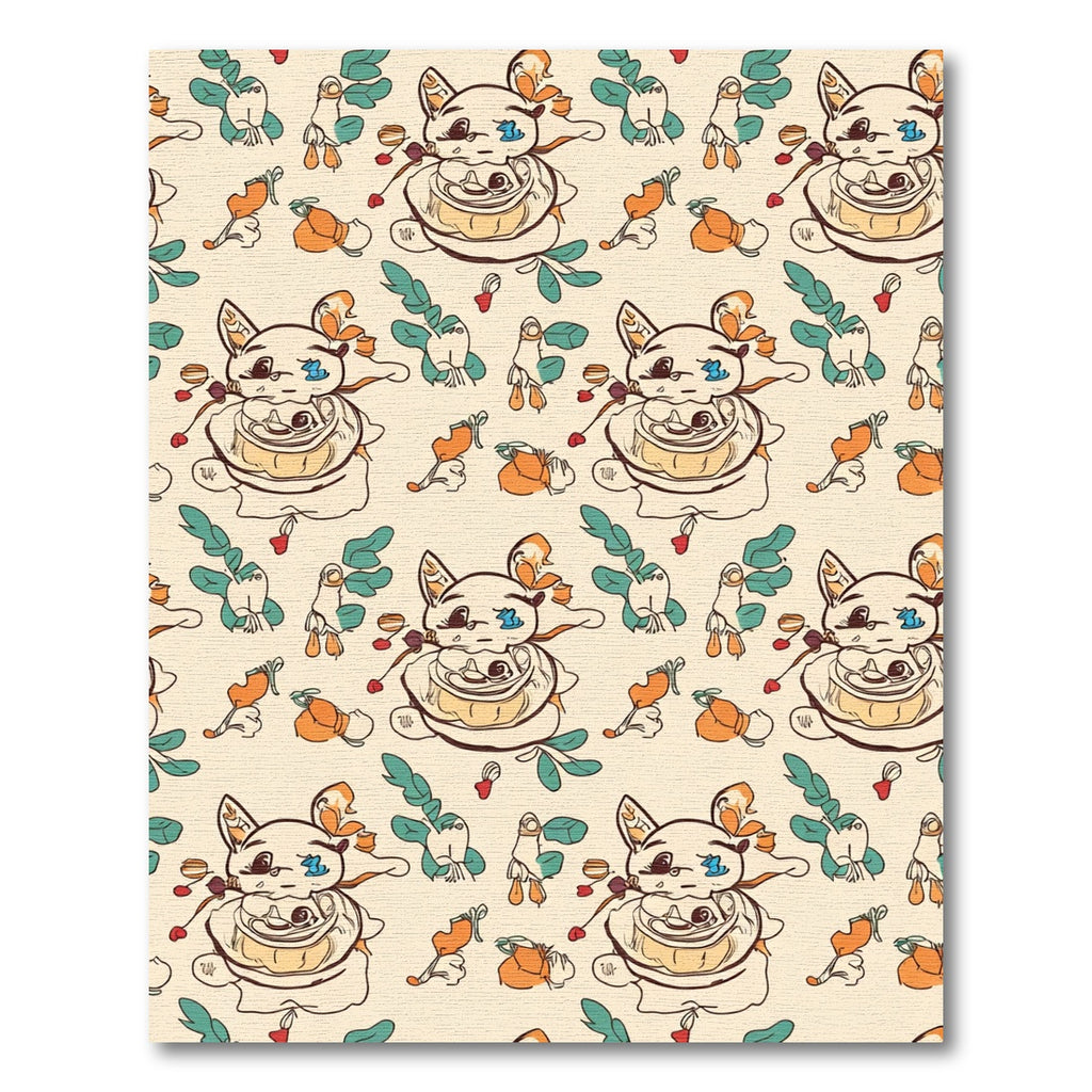 Cream and Orange Whimsical Creature Floral Rug