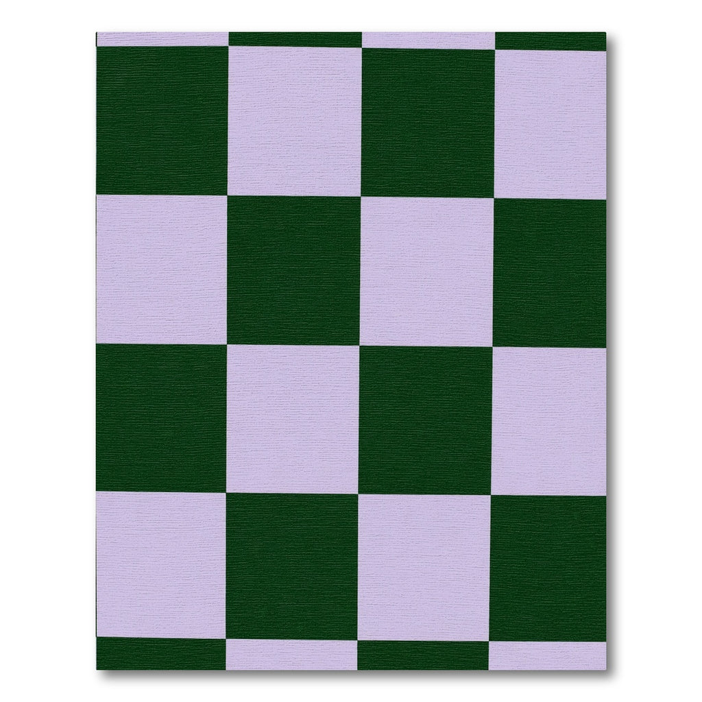 Forest Green Lavender Checkered Squares Rug