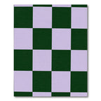 Forest Green Lavender Checkered Squares Rug