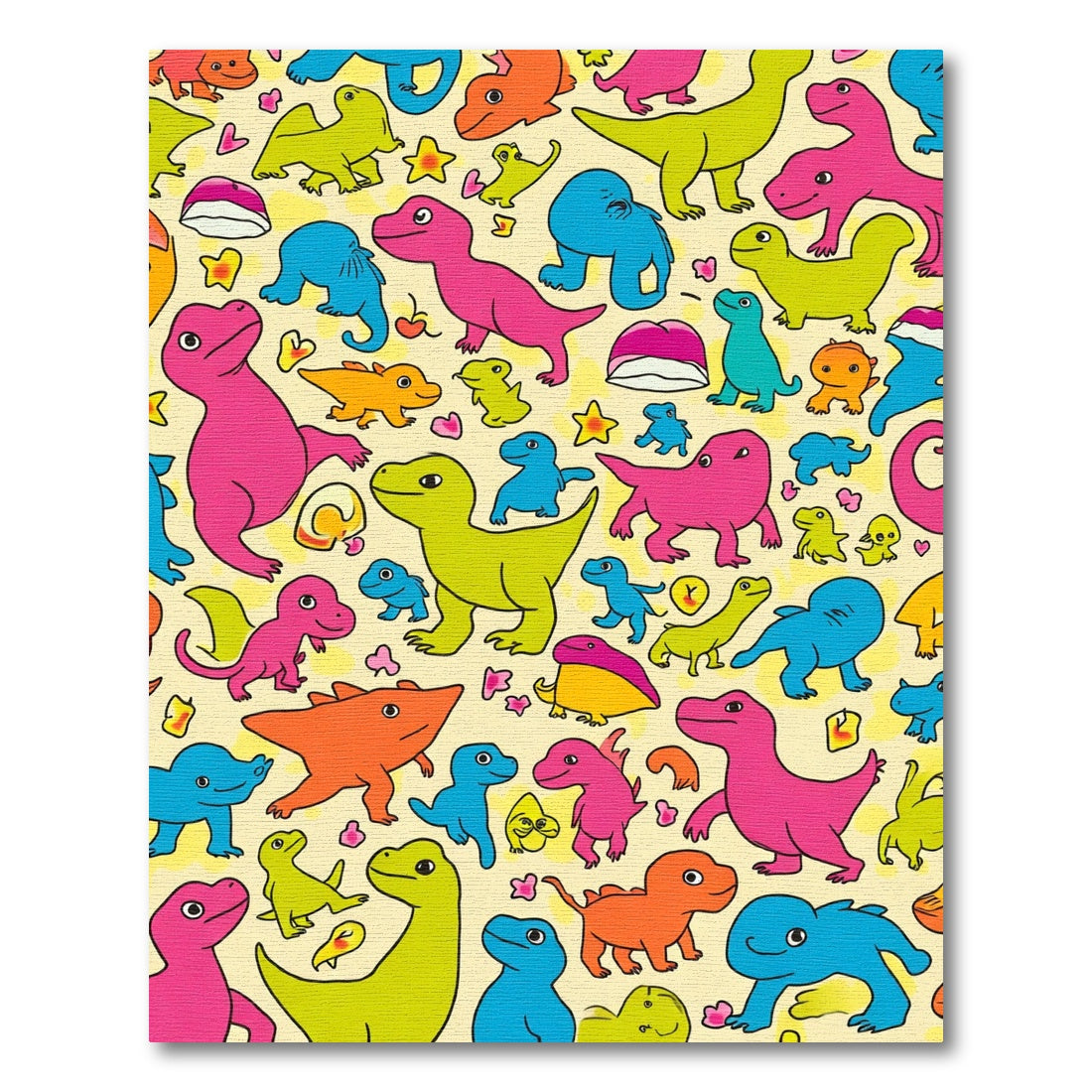 Playful Dinosaur Friends Colorful Composition Rug
