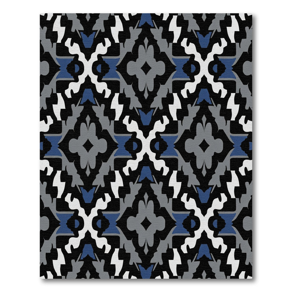 Modern Geometric Diamond Blue White Rug
