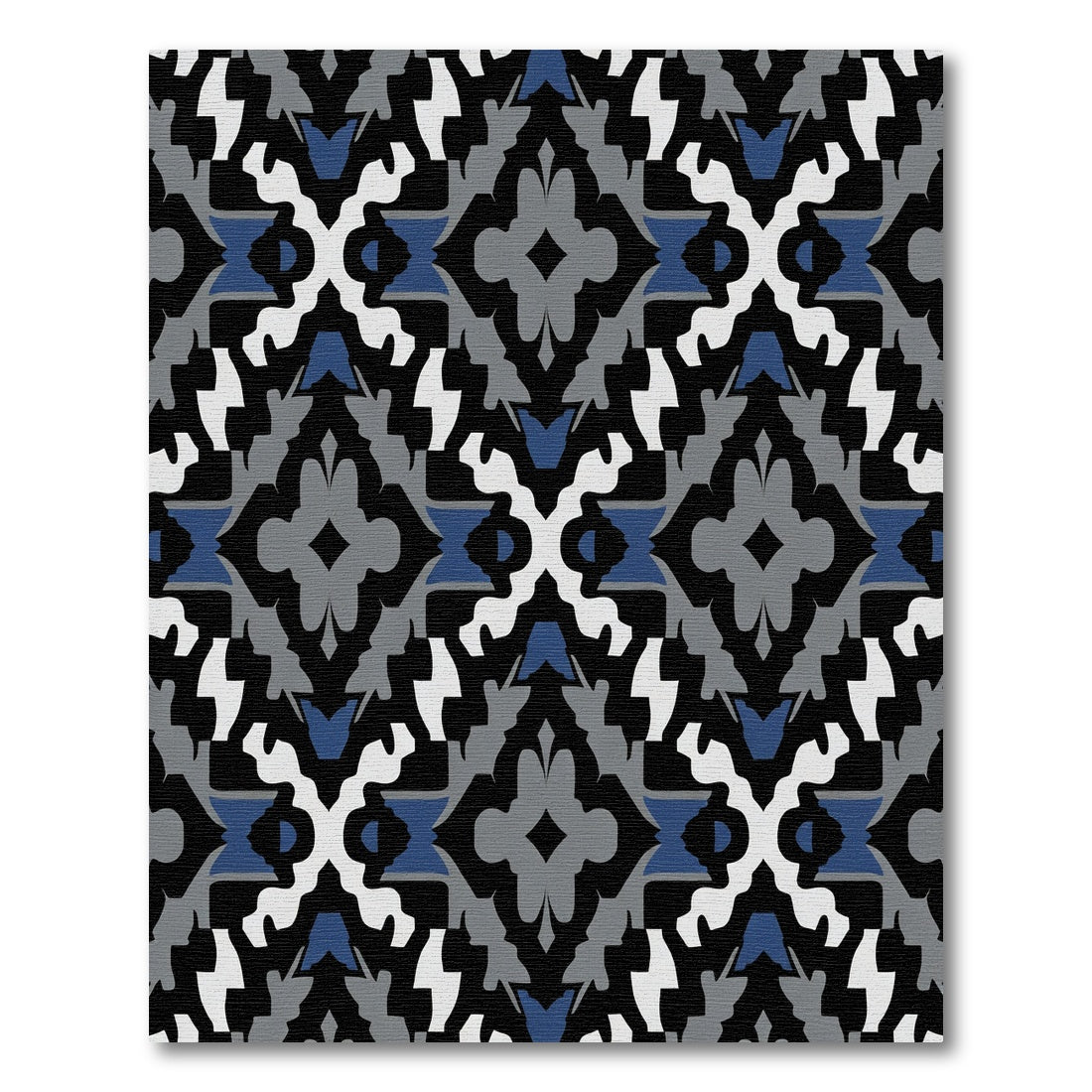 Modern Geometric Diamond Blue White Rug