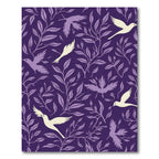 Purple Bird and Leaf Vine Arrangement Rug