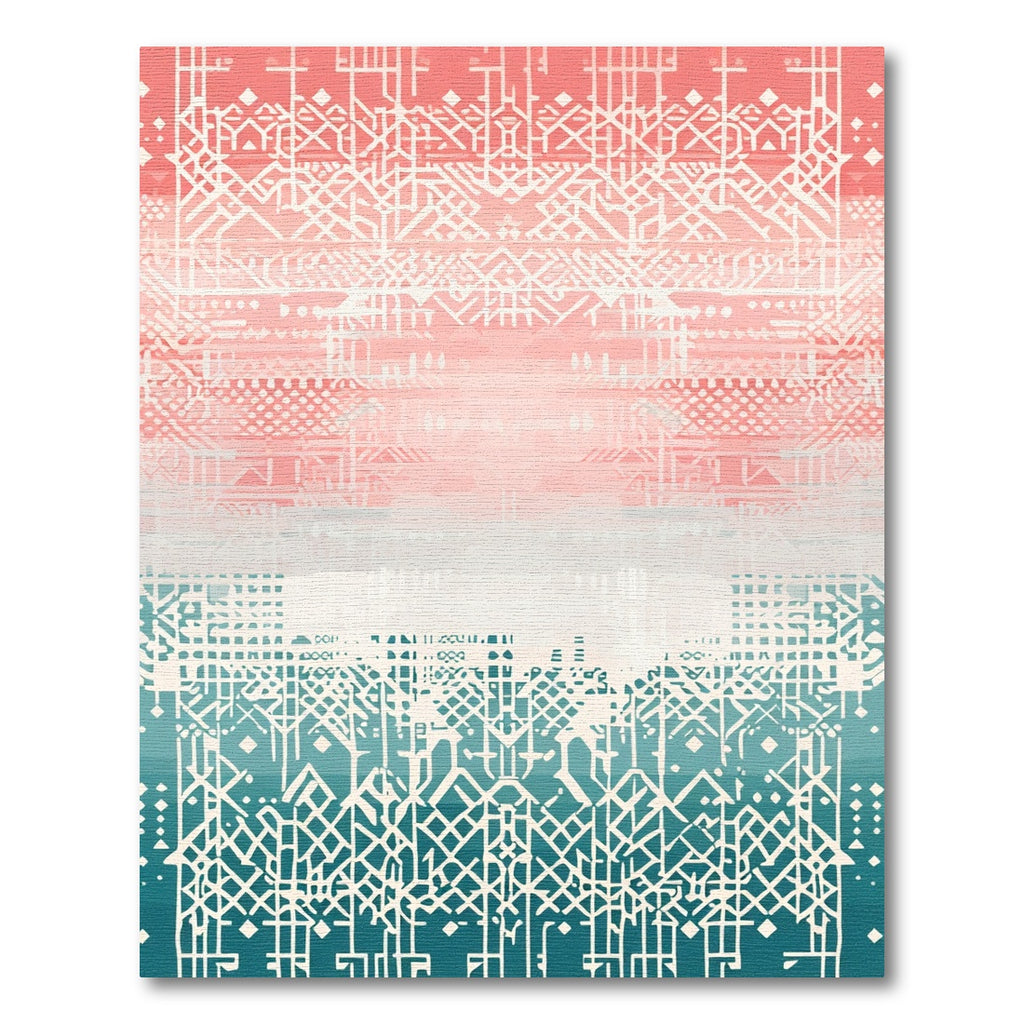 Coral Teal Geometric Gradation Rug