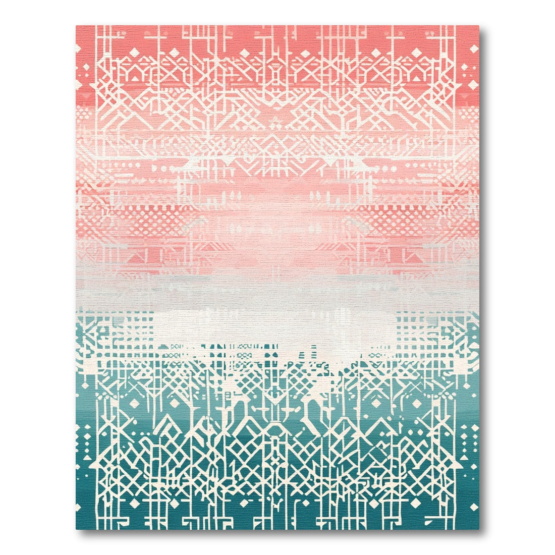 Coral Teal Geometric Gradation Rug