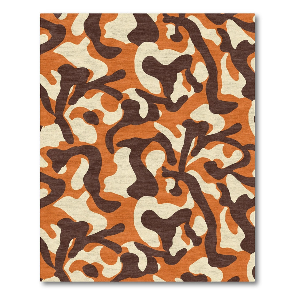 Orange Cream Brown Camouflage Shapes Rug