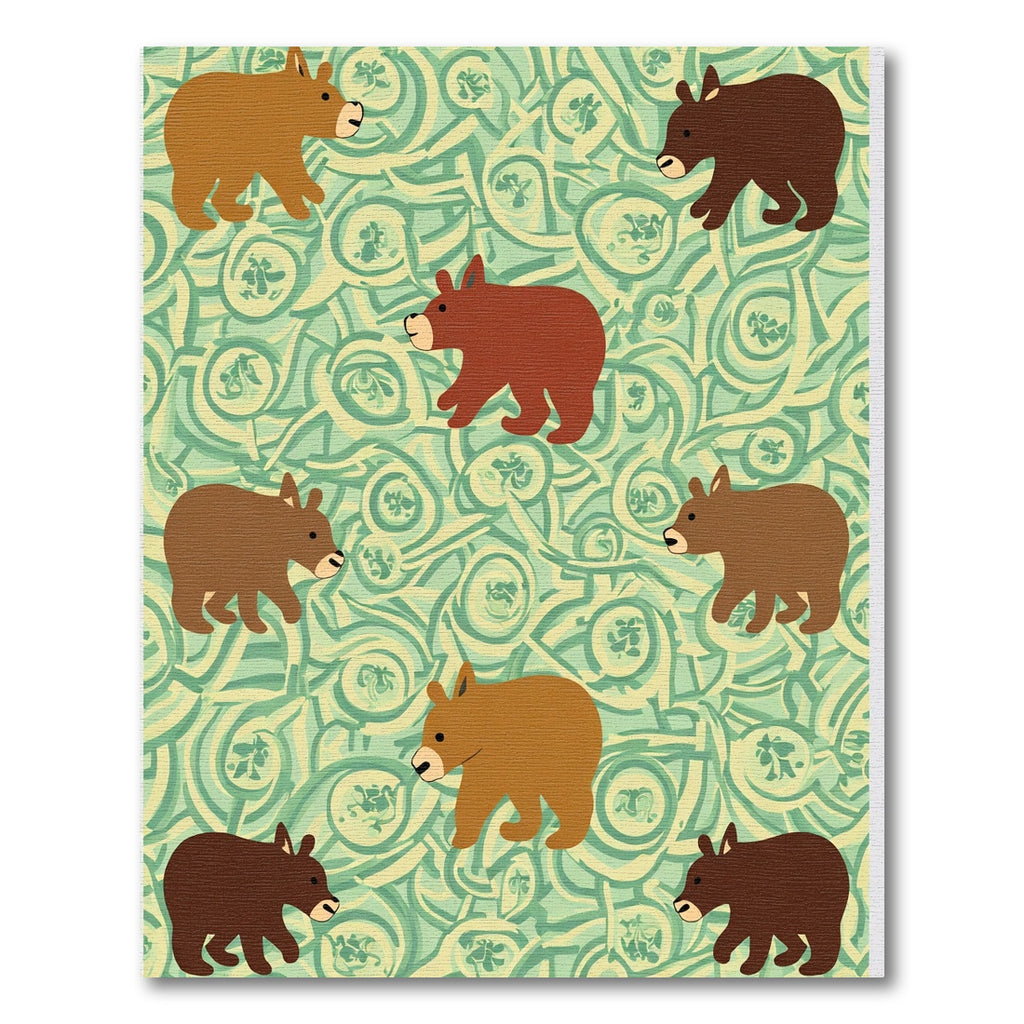 Whimsical Brown Bears Mint Swirl Rug