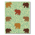 Whimsical Brown Bears Mint Swirl Rug