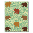 Whimsical Brown Bears Mint Swirl Rug