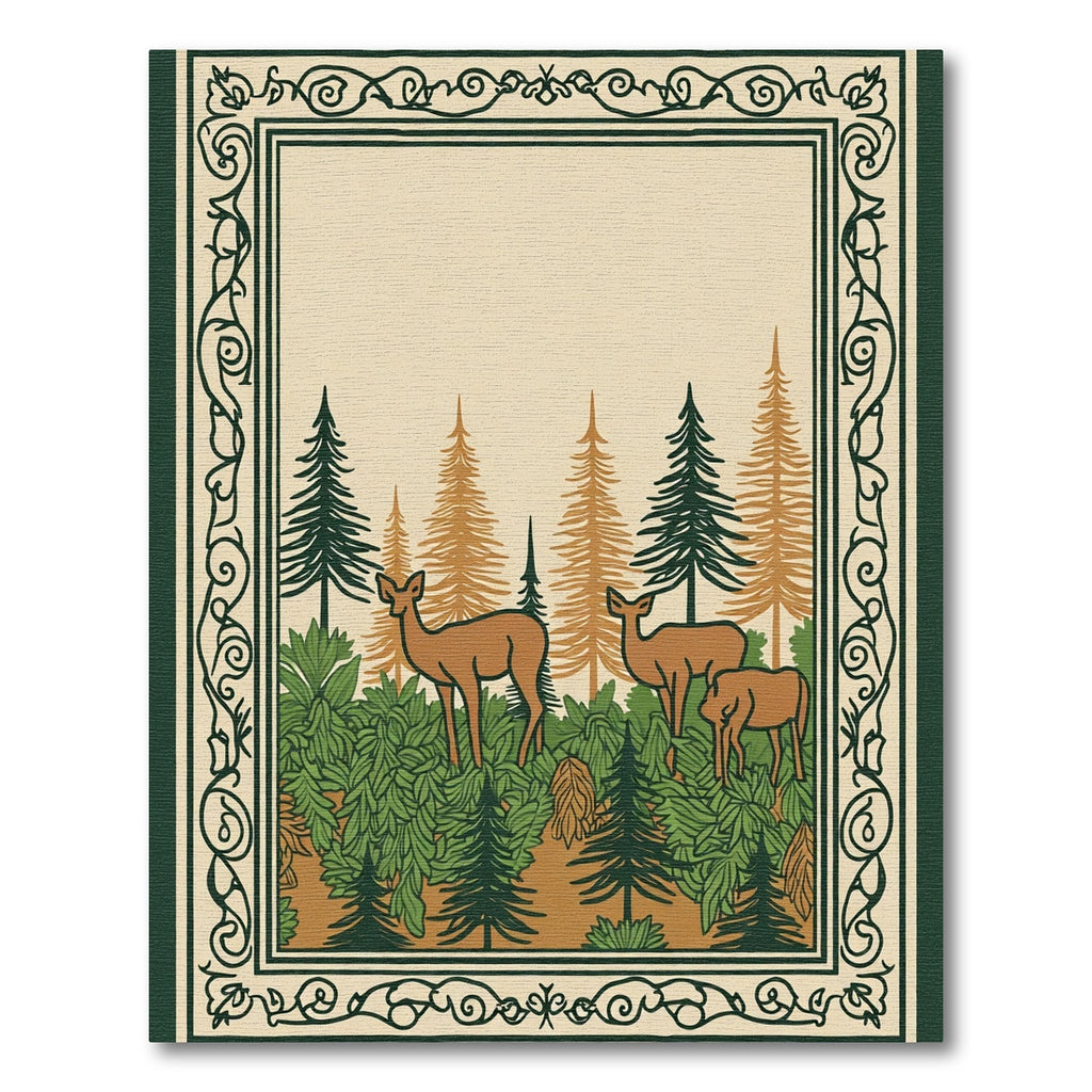 Woodland Deer Forest Border Rug
