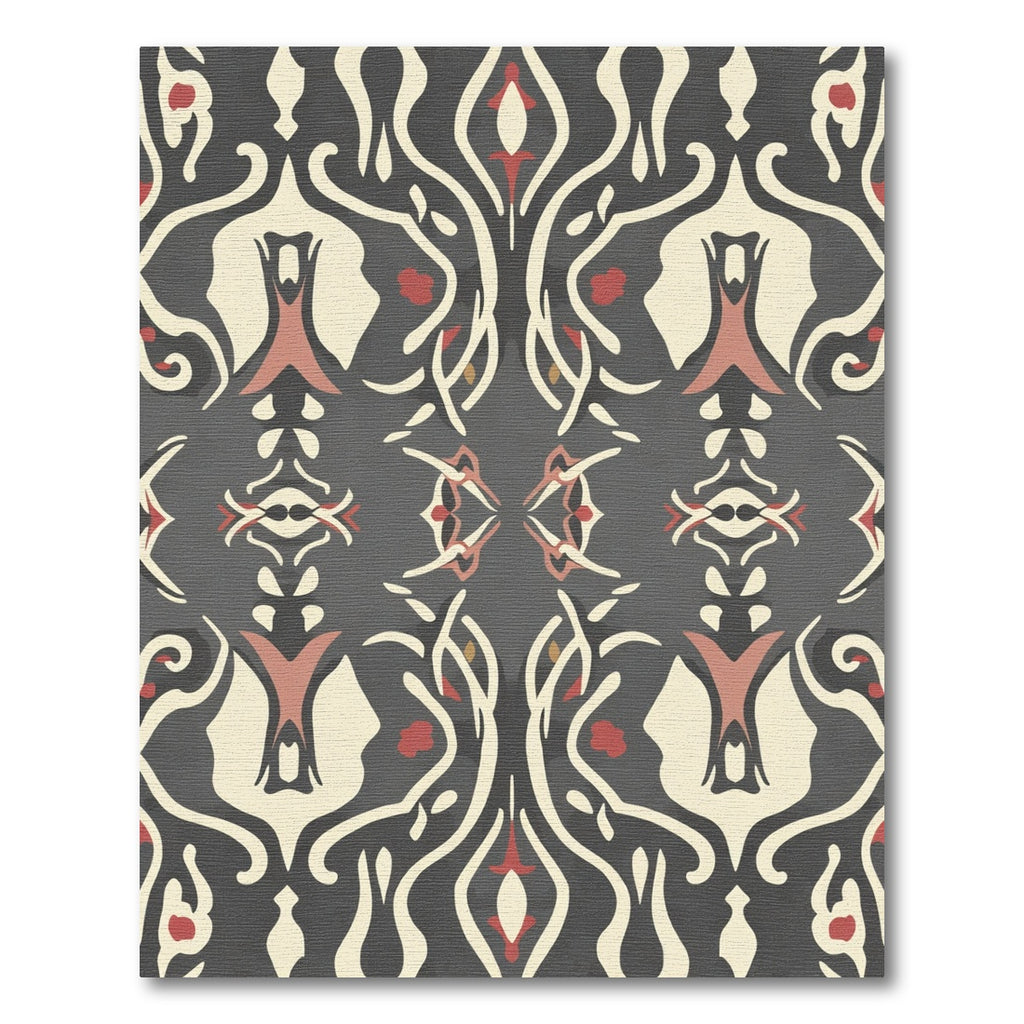 Antique Crimson Ivory Scrollwork Rug