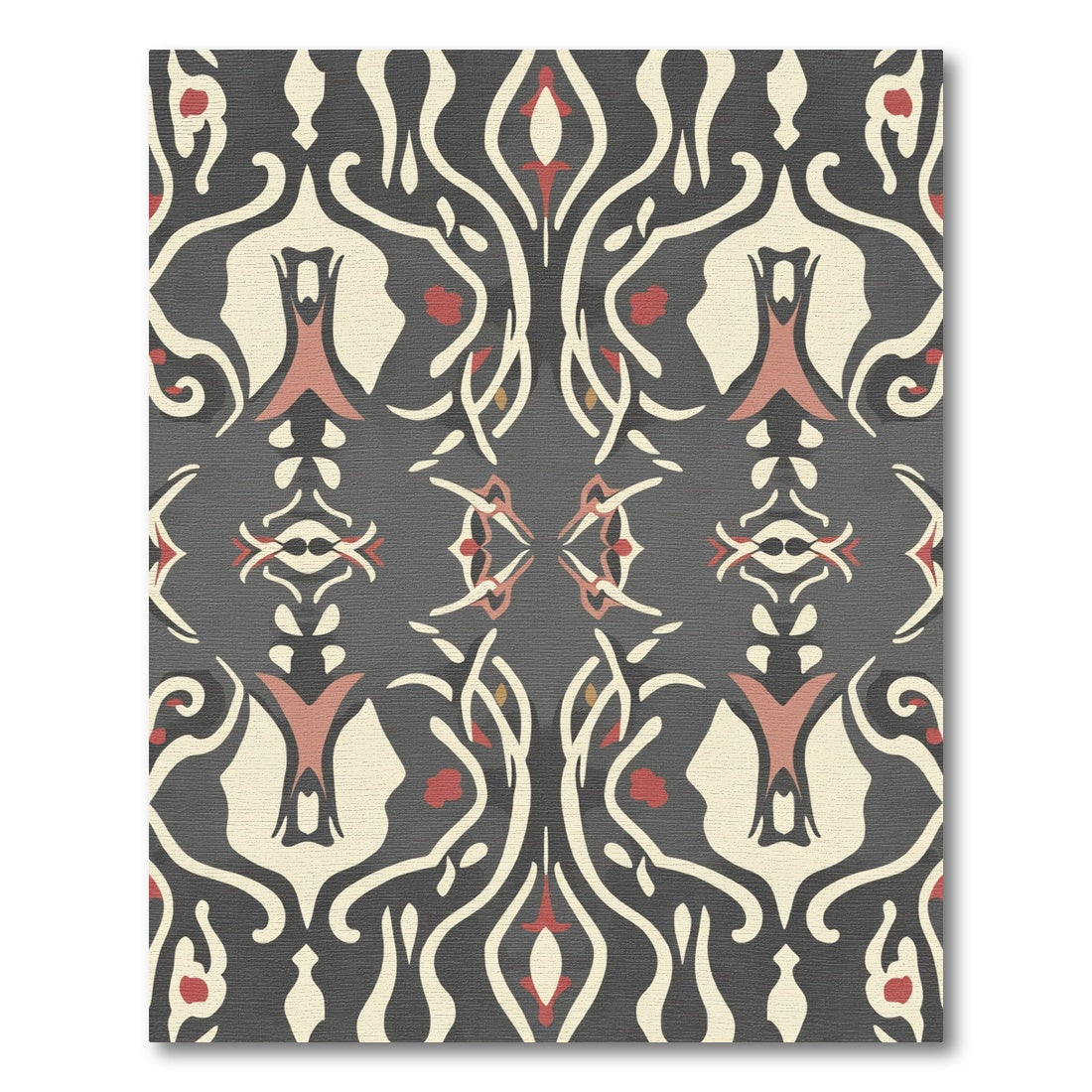 Antique Crimson Ivory Scrollwork Rug