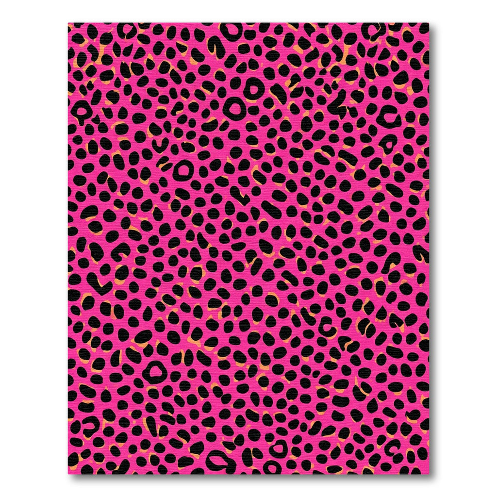 Vivid Pink Black Leopard Spots Rug