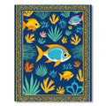 Navy Blue Tropical Fish Aquatic Scene Rug