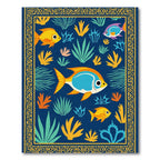 Navy Blue Tropical Fish Aquatic Scene Rug