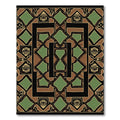Geometric Brown Black Green Diamond Rug