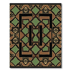 Geometric Brown Black Green Diamond Rug