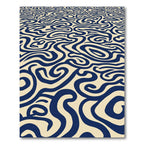 Navy Swirl Cream Abstract Rug