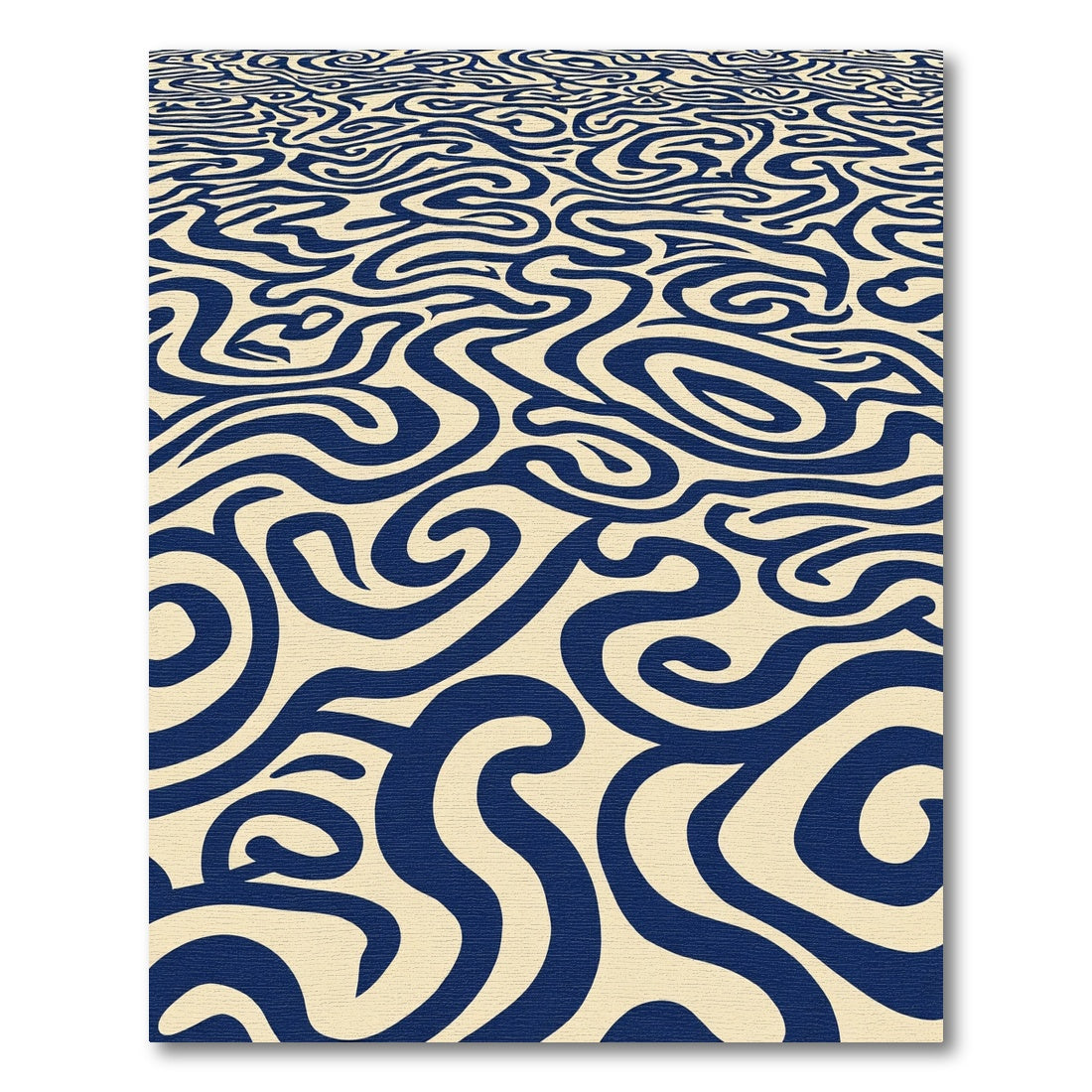 Navy Swirl Cream Abstract Rug