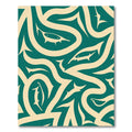 Teal Beige Tribal Fish Flow Rug