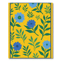 Cheerful Yellow Blue Floral Leaf Arrangement Rug