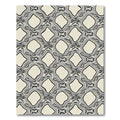 Creamy Gray Abstract Diamond Lattice Rug