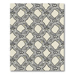 Creamy Gray Abstract Diamond Lattice Rug