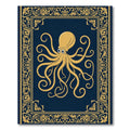 Golden Octopus Navy Ornate Border Rug