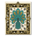 Teal Gold Elaborate Peacock Medallion Rug