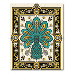 Teal Gold Elaborate Peacock Medallion Rug